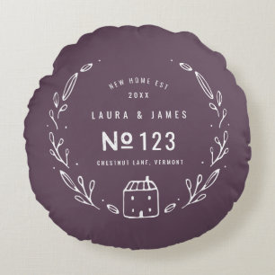 New house hand drawn floral design tartan backer round cushion