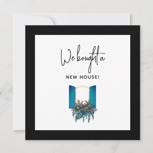 New House Window Box Framed New Address Card (Front)