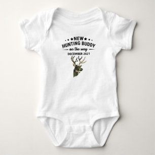 New Hunting Buddy Baby Announcement Bodysuit