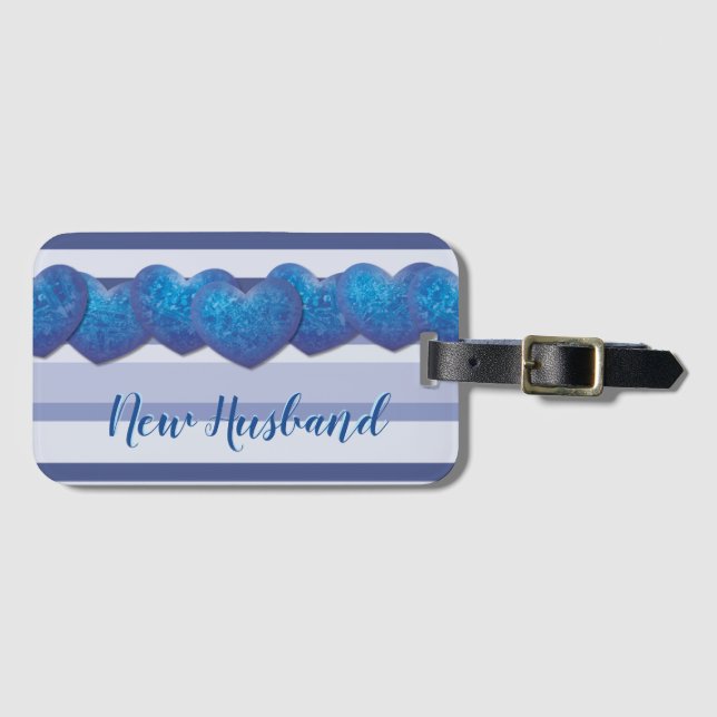 New Husband Blue Hearts   Luggage Tag (Front Horizontal)
