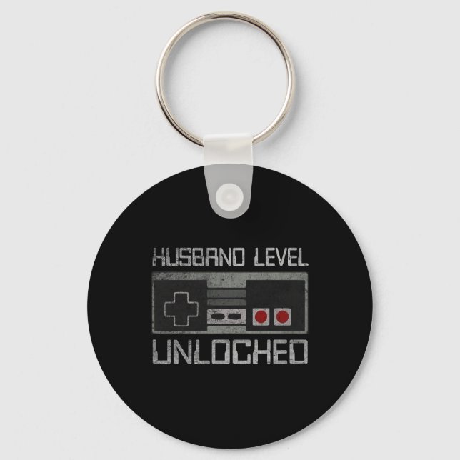 New Husband Level Unlocked Just Married Gamer Bach Key Ring (Front)