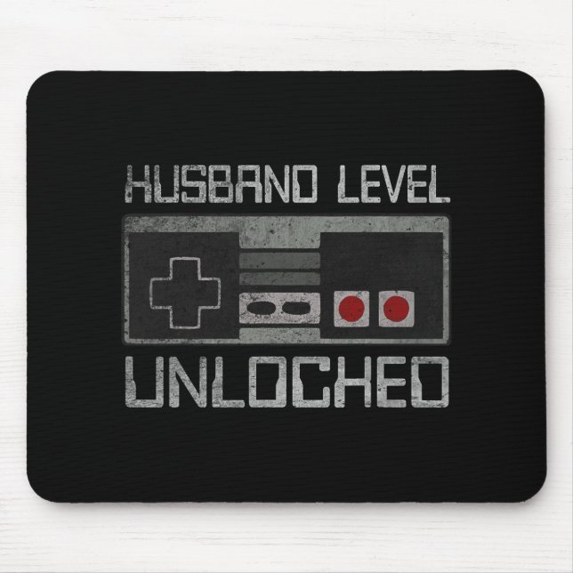 New Husband Level Unlocked Just Married Gamer Bach Mouse Mat (Front)