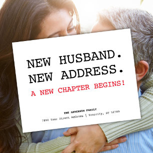 New Husband New Address Minimalist Moving Announcement Postcard