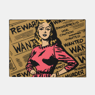 New idea Funny retro Wanted woman Brown Newspaper Doormat