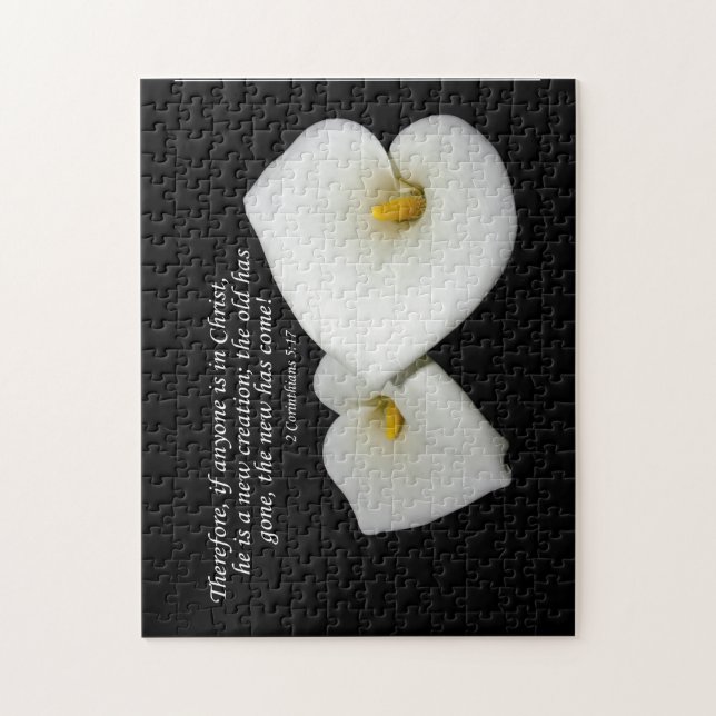 new in Christ scripture with lilies puzzle (Vertical)