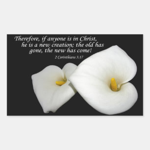 new in Christ scripture with lilies sticker