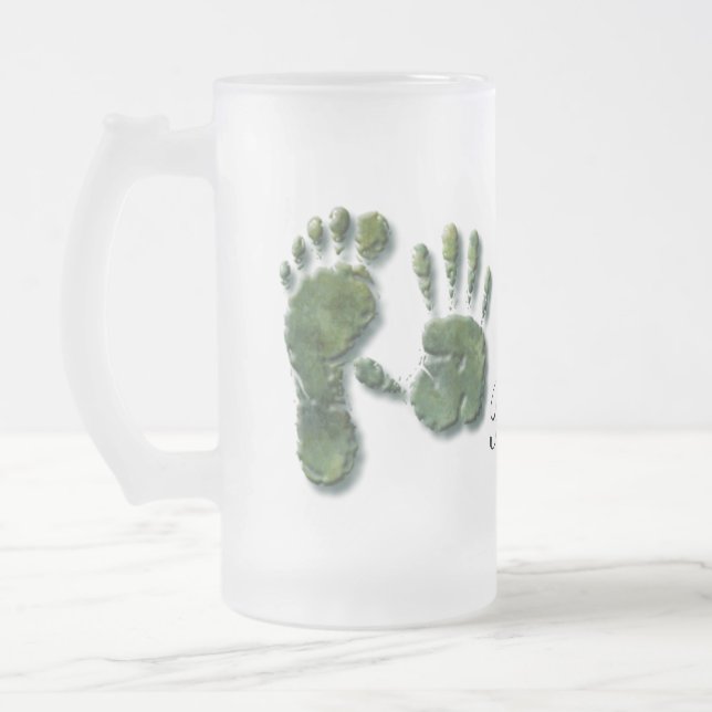 New Infant-hand n footprint Frosted Glass Beer Mug (Left)