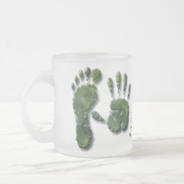 New Infant-hand n footprint Frosted Glass Coffee Mug