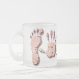 New Infant-hand n footprint Frosted Glass Coffee Mug