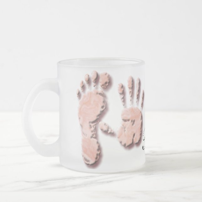 New Infant-hand n footprint Frosted Glass Coffee Mug (Left)