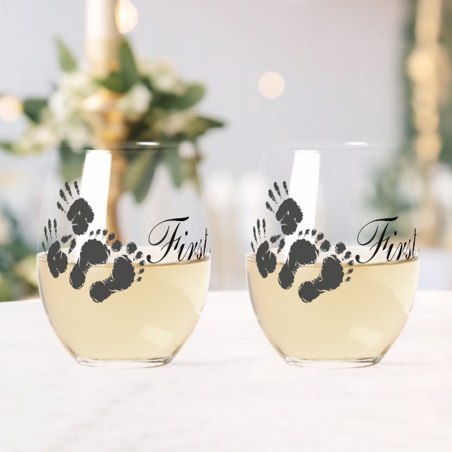 New Infant-hand n footprint Stemless Wine Glass (Insitu (Wedding))