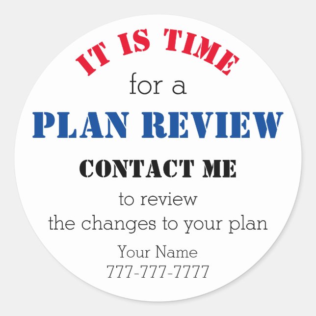 New Insurance Plan Review - Insurance Marketing Classic Round Sticker (Front)