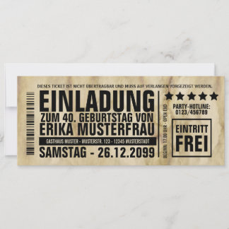 NEW: Invitation to 40th birthday with barcode
