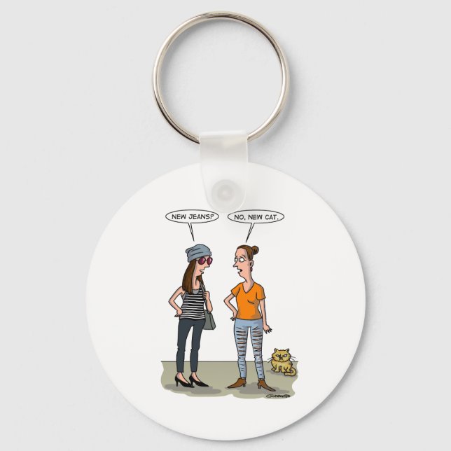 New jeans? No, new cat. Folded Greeting Card Key Ring (Front)