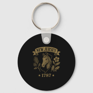 New Jersey 1787 Vintage Horse Oak Pine Nature Heri Key Ring