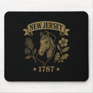 New Jersey 1787 Vintage Horse Oak Pine Nature Heri Mouse Mat