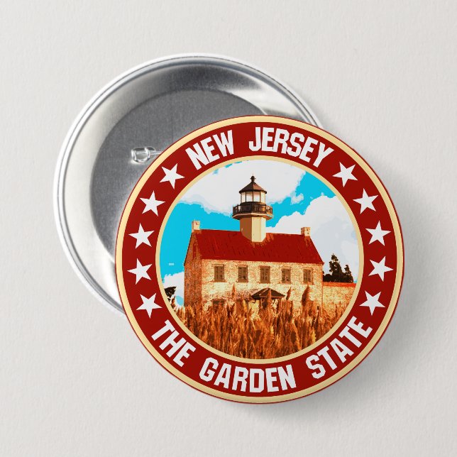 New Jersey                                         7.5 Cm Round Badge (Front & Back)