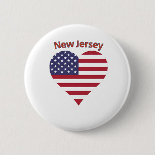 New Jersey American Flag Heart 6 Cm Round Badge