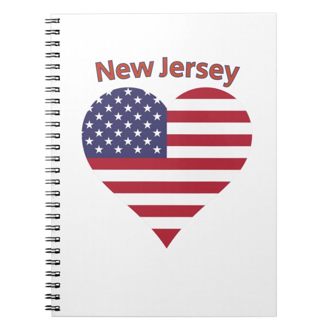 New Jersey American Flag Heart Notebook (Front)