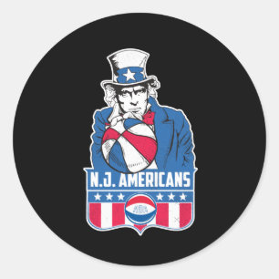 New Jersey Americans Basketball Uncle Sam  Classic Round Sticker