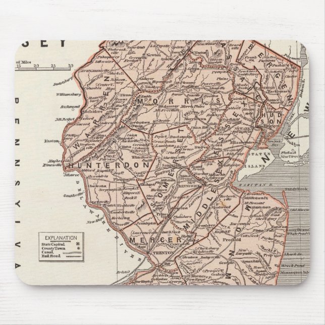 New Jersey Atlas Map Mouse Mat (Front)