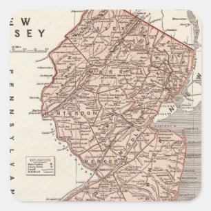 New Jersey Atlas Map Square Sticker