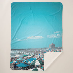 New Jersey Beach Art Sherpa Blanket