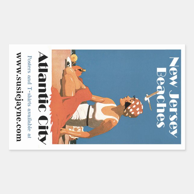 New Jersey Beaches ~ Atlantic City Rectangular Sticker (Front)