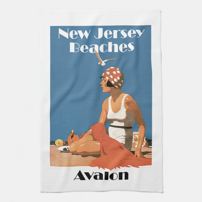 New Jersey Beaches ~ Avalon Tea Towel (Vertical)