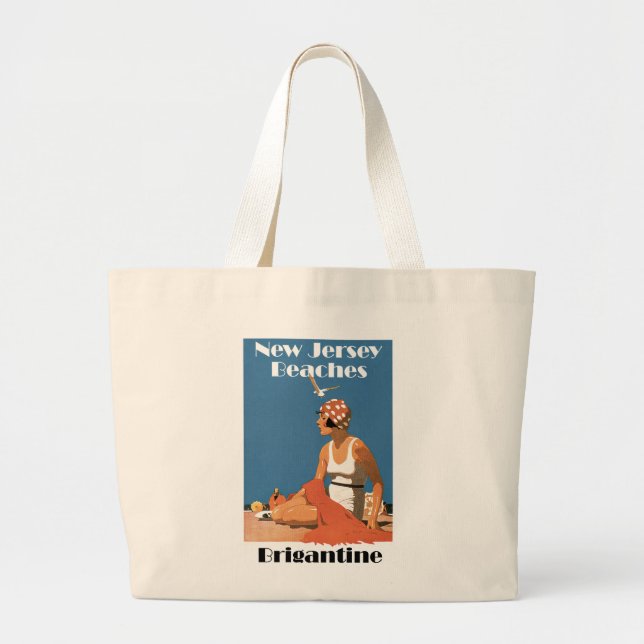 New Jersey Beaches ~ Brigantine Large Tote Bag (Front)