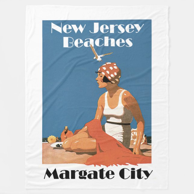 New Jersey Beaches ~ Margate City Fleece Blanket (Front)