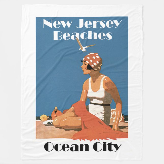 New Jersey Beaches ~ Ocean City Fleece Blanket (Front)