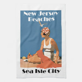 New Jersey Beaches ~ Sea Isle City Tea Towel