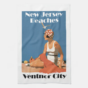 New Jersey Beaches ~ Ventnor City Tea Towel