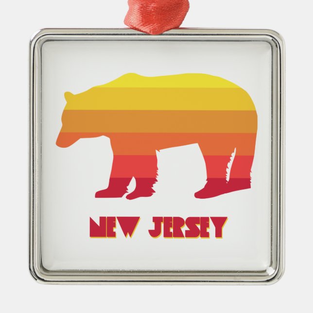 New Jersey Bear Rainbow Metal Tree Decoration (Front)