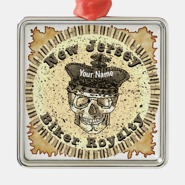 New Jersey Biker  Metal Tree Decoration (Front)