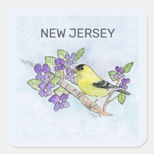 New Jersey bird and flower Square Sticker