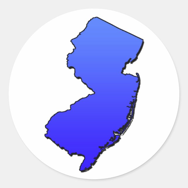 New Jersey Blue Outline Classic Round Sticker (Front)