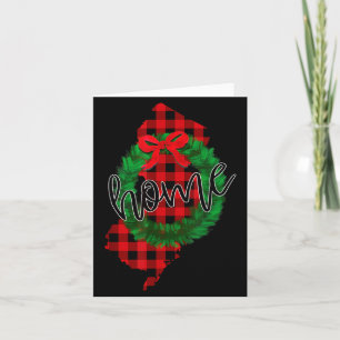 New Jersey Buffalo Plaid Christmas Home Wreath Ret Card