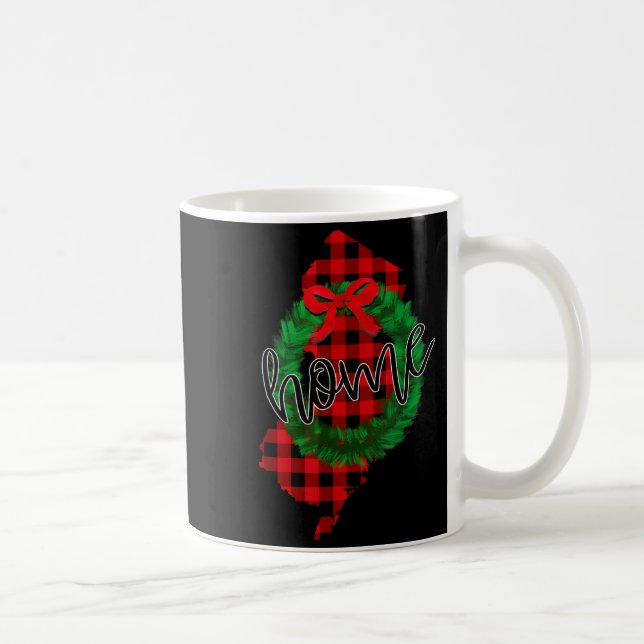 New Jersey Buffalo Plaid Christmas Home Wreath Ret Coffee Mug (Right)
