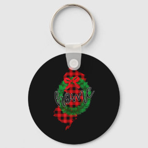 New Jersey Buffalo Plaid Christmas Home Wreath Ret Key Ring