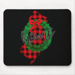 New Jersey Buffalo Plaid Christmas Home Wreath Ret Mouse Mat