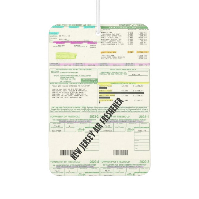 New Jersey  Car Air Freshener (Front)