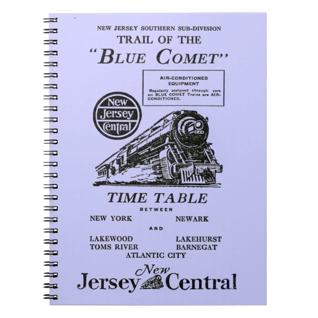 New Jersey Central Blue Comet Train Notebook (Front)