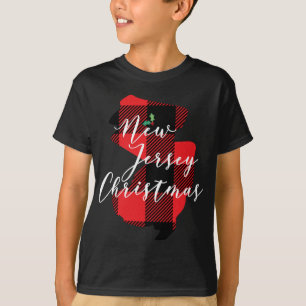 New Jersey Christmas Buffalo Plaid State Holiday T-Shirt