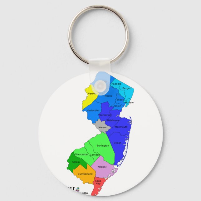 New Jersey Counties in Color Key Ring (Front)