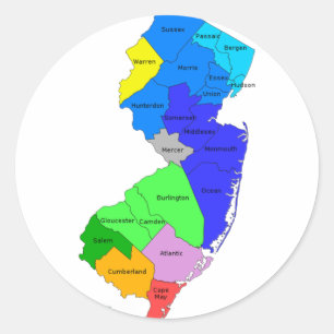 New Jersey Counties in Colour Classic Round Sticker