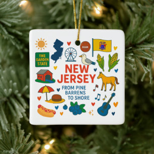New Jersey Custom Family Trip Christmas Ceramic Ornament