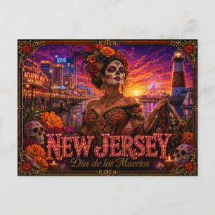 New Jersey Día de los Muertos Retro Postcard