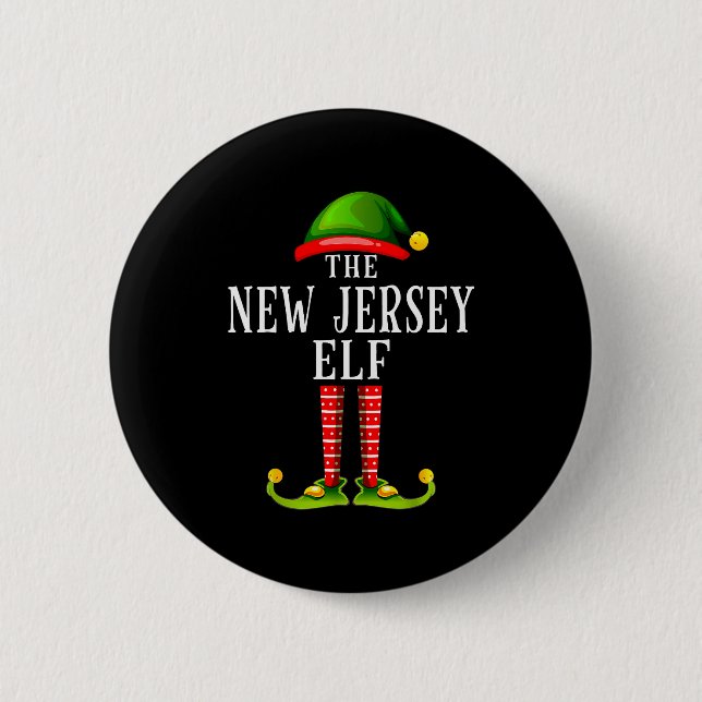 New Jersey Elf Christmas Matching Family Group Pjs 6 Cm Round Badge (Front)